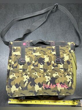 Paul Frank Vintage Green Camo Messenger Style Canvas Shoulder Bag